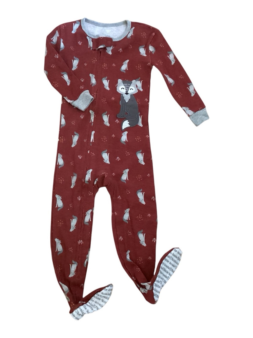 Koala Kids Rust Coyote Print NWT One-Piece Footed Pajamas Size 24 mos